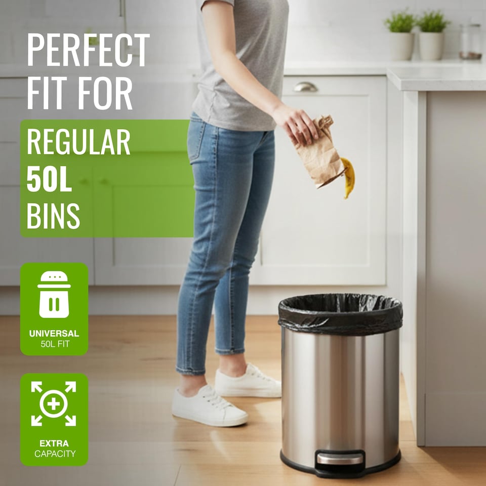 image 1 of Ecobag 50L Extra Strong Heavy Duty Refuse Sacks Leak Resistant Bin Bags