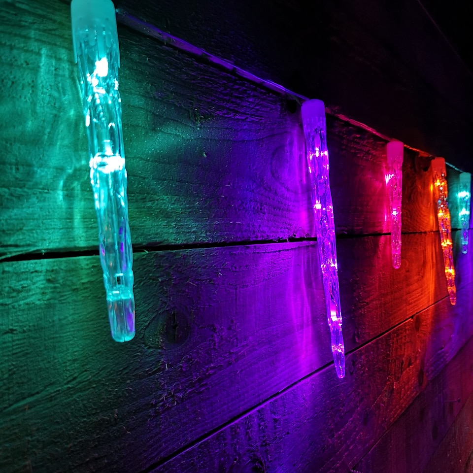image 1 of 72 LED 6.9m Premier 24 Indoor Outdoor Icicle Shape Christmas Chaser Lights in Rainbow