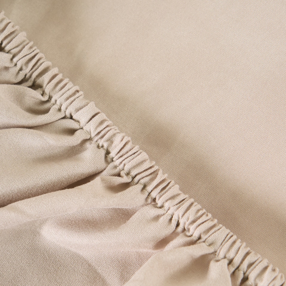 image 1 of OHS Luxury Plain Dyed Cotton 30cm Deep Fitted Bed Sheet | Cream | Stone | Double