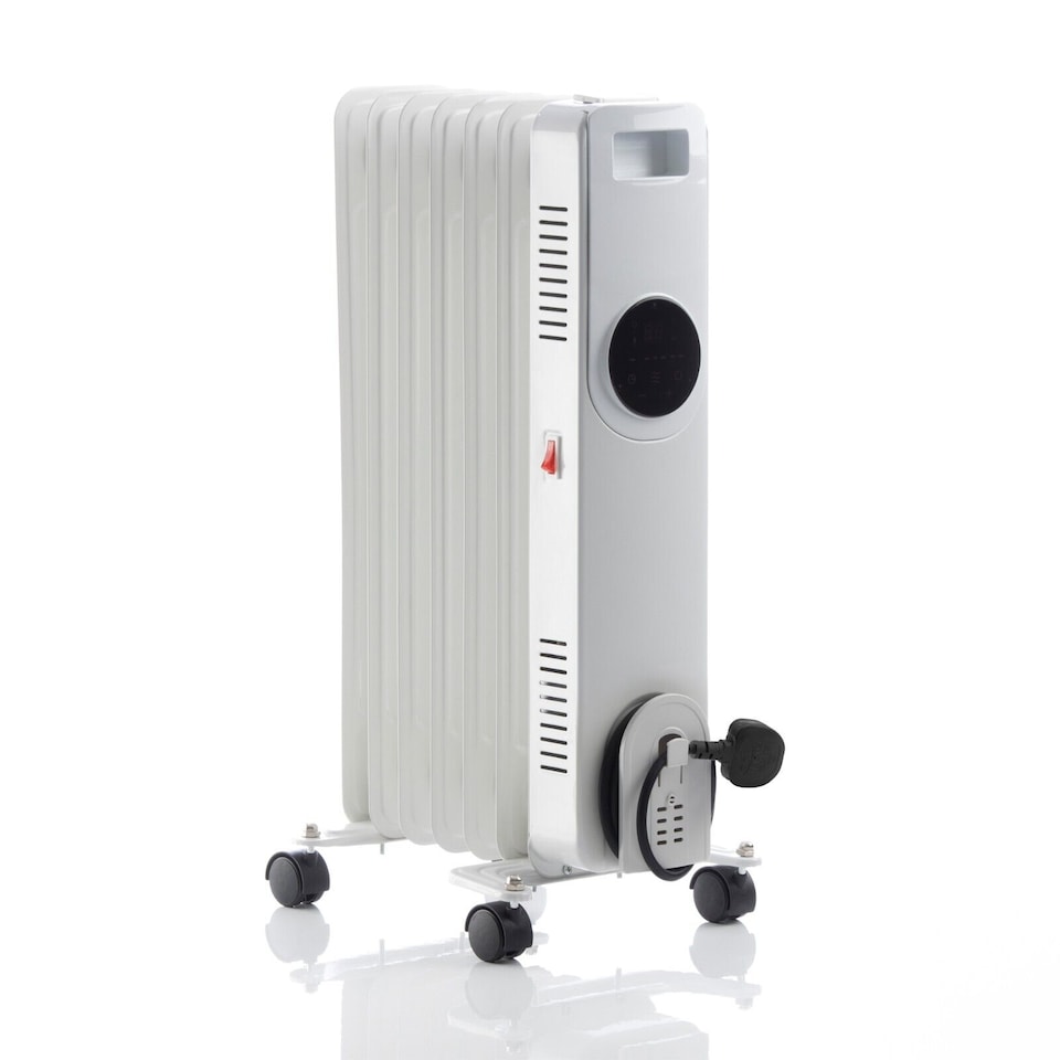 image 1 of 1500W Oil Filled Radiator 7 Fin Portable Heater  with Wheels Thermostat & Remote Control