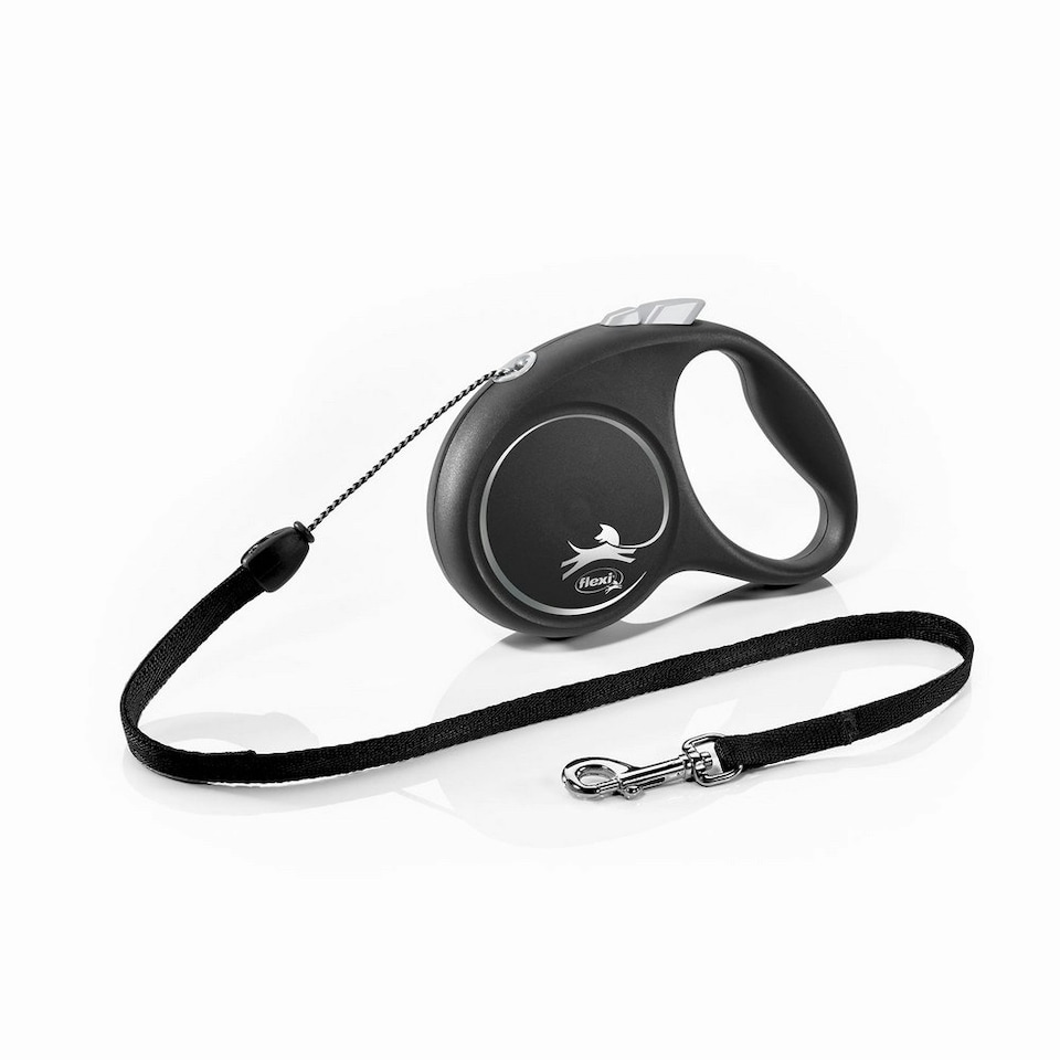 Flexi Small Retractable Dog Cord - Black - 5m