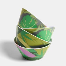 OHS Summer Print Plastic Picnic Bowls Set of 4 Lightweight Outdoor