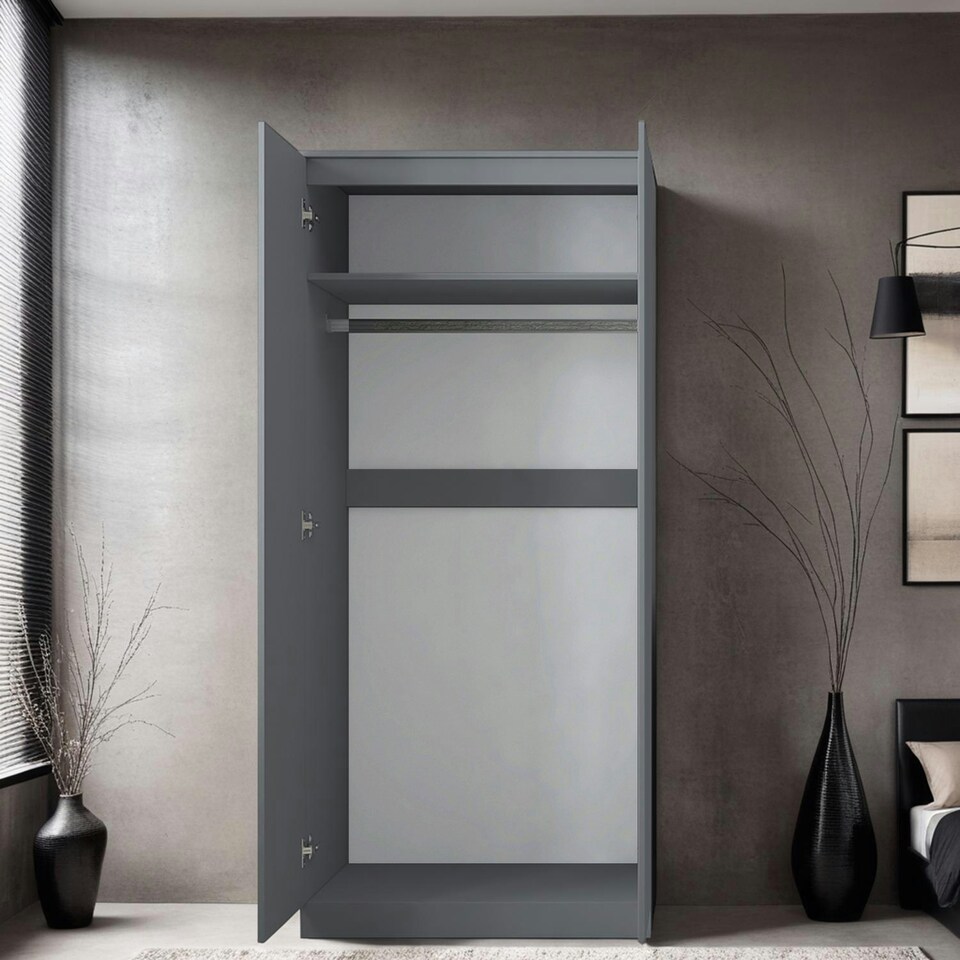 image 1 of FWStyle Stora 2 Door Wardrobe - Matt Dark Grey Grey