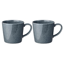 Mug Set: 2 x 400ml Denby Dark Grey Speckle Mugs, Stoneware