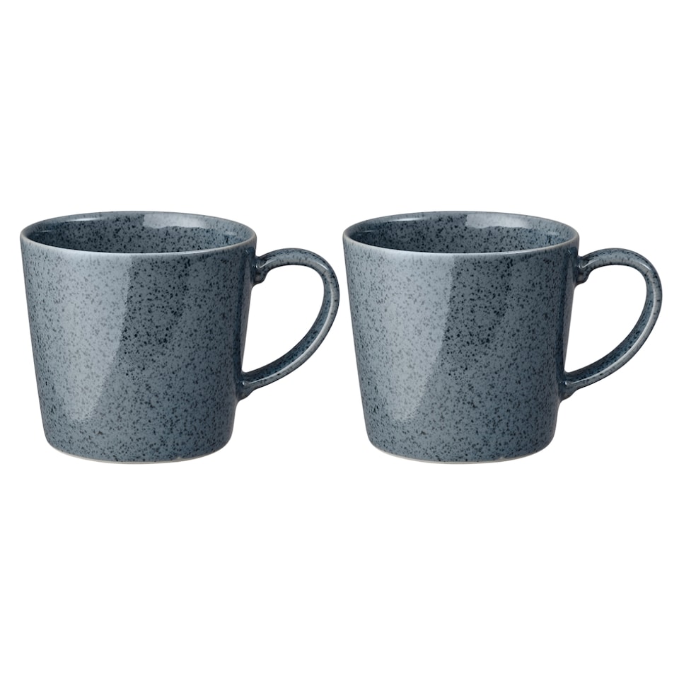 Mug Set: 2 x 400ml Denby Dark Grey Speckle Mugs, Stoneware