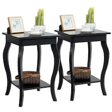 COSTWAY Set of 2 End Table Living Room Sofa Side Table Black Black