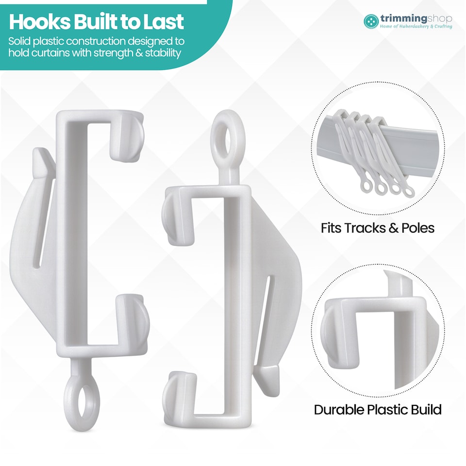 image 1 of Plastic Curtain Hook, Strong & Durable White Curtain Hooks - 50pcs