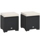image 1 of Outsunny Set of 2 Rattan Storage Ottoman, Outdoor Footstool with Removable Cushions, Garden Storage Seat for Balcony, Porch, Living Room, Cream White | Cream | 40W x 40D x 40H cm | 1