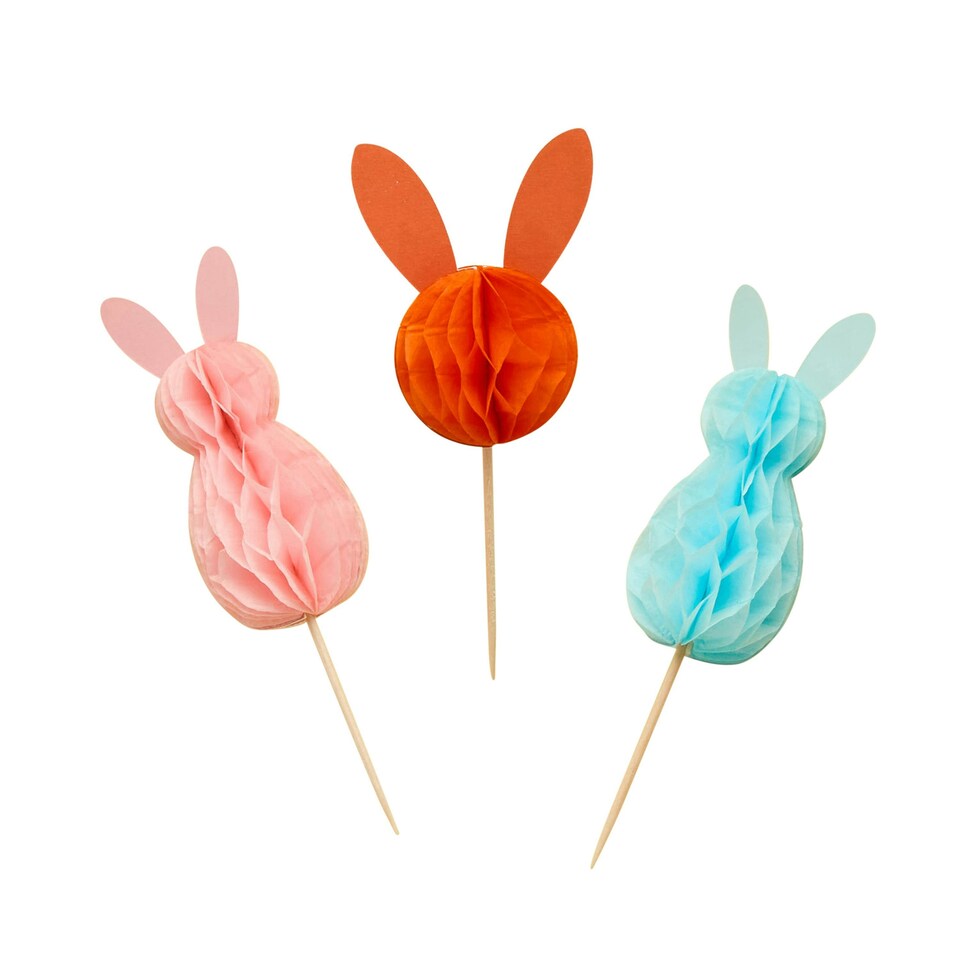 image 1 of Bunny Honeycomb Food Picks - Pack of 10