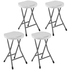 Outsunny Folding Stool Set of 4, Decorative Garden Stool Set | White | One Size