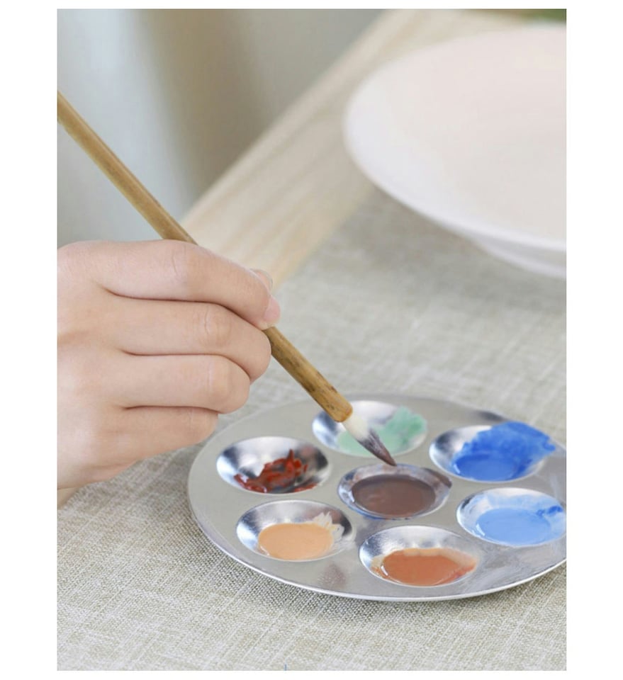image 1 of 13.5cm Aluminium Painting 6 Well Round Paint Palette
