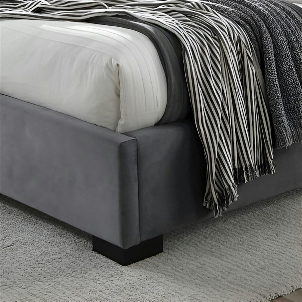 image 1 of Dark Grey Fabric Bed Frame - King Size 5ft (182cm)