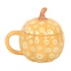image 1 of Ceramic Groovy Floral Pumpkin Lidded Mug Orange