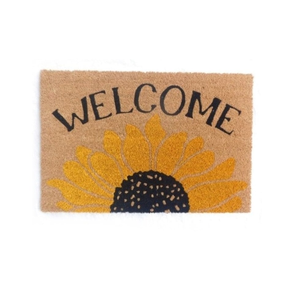 image 1 of Gifts Direct 2 U Coir Door Mat - 40 x 60cm -Welcome Sunflowers