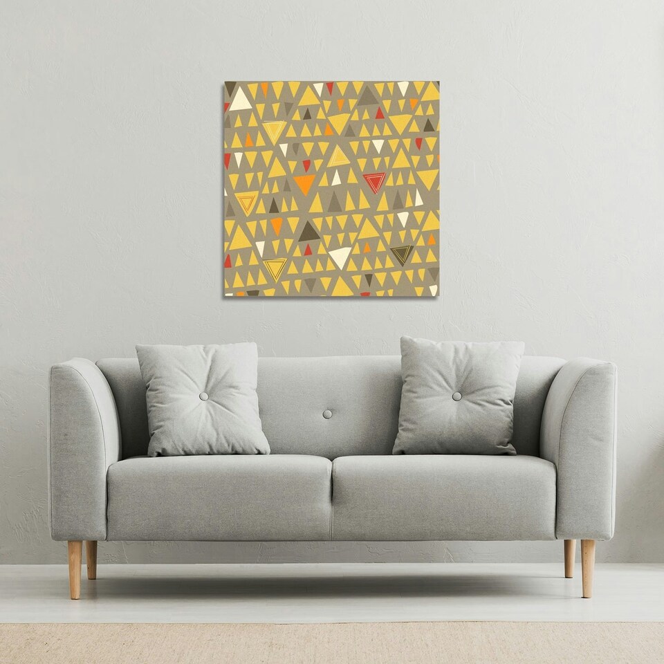 image 1 of Yellow Geometric Triangles (Canvas Print) | Cream