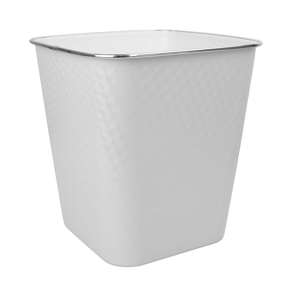 image 1 of JVL Glaize Square Waste Bin 8L Bathroom Bedroom Office White