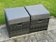 image 5 of Fimous Outdoor Lounge Sofa Set Wicker PE Rattan Garden Furniture Set with Rectangular Dining Table 2 Seat Sofa 2 Small Footstools Dark Grey Mixed