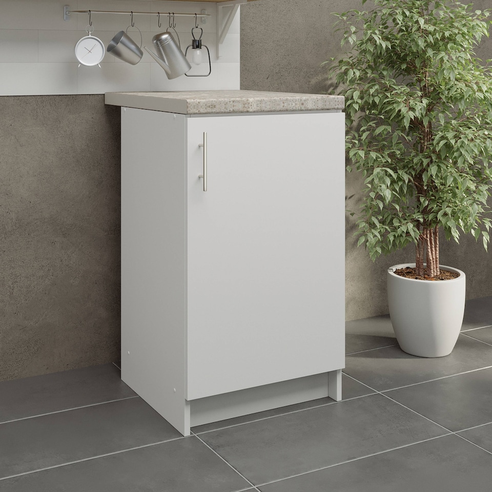 image 1 of JD Greta Kitchen Base Unit 500mm Storage Cabinet With Door Shelf 50cm White Matt with Worktop