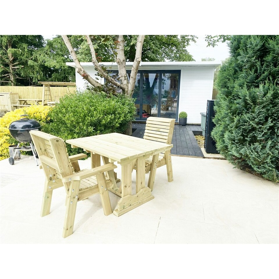 image 1 of Heavy Duty Table and Chair Set - 1 Square Table - 2 Chairs - 2 Seater
