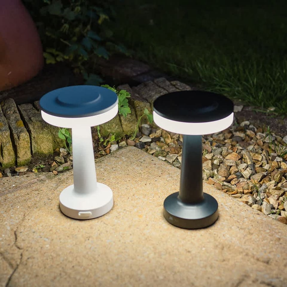 image 1 of ValueLights Talence White Dimmable Table Lamp and Integrated Bulb