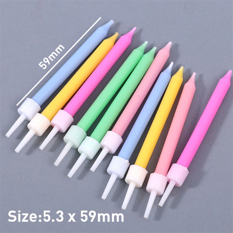 image 1 of Pack of 10 Multicolor Light Body Pins Candles With Thread Pillar