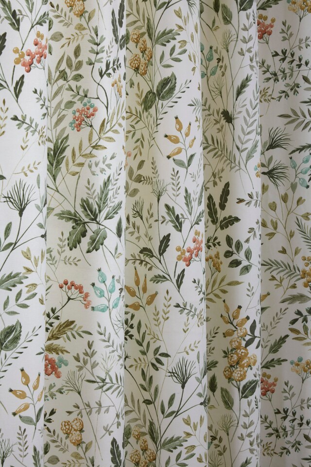 image 1 of Cleo - Fully Lined Floral Curtains - Pencil Pleat - Polycotton (Willow, Cushion Cover - 18'' x 18'' (Single))