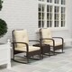 image 8 of Outsunny 3 Pieces Rattan Bistro Set, Wicker Garden Furniture Set with Cushions, Glass Top Coffee Table and Rocking Chairs, Small Balcony Furniture for Outdoor, Porch, Brown