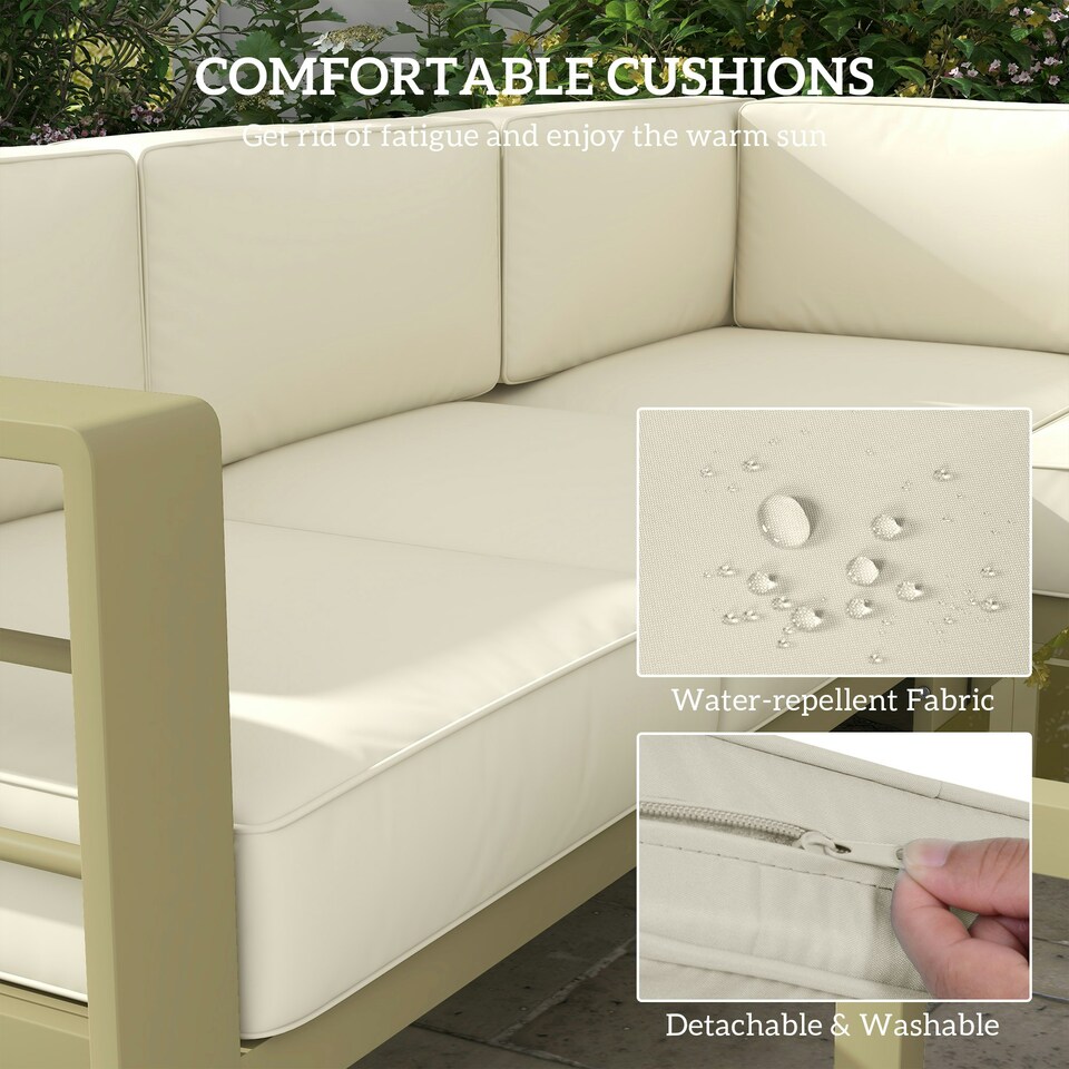 image 1 of Outsunny 5 PCs Garden Sofa Set w/ Cushions, Aluminium Furniture Sets, Gold