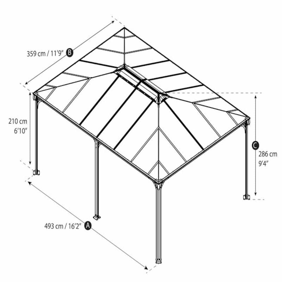 image 1 of Martinique 5000 Garden Gazebo Grey Bronze - Polycarbonate - L493.1 x W359.3 x H286.1 cm - Grey