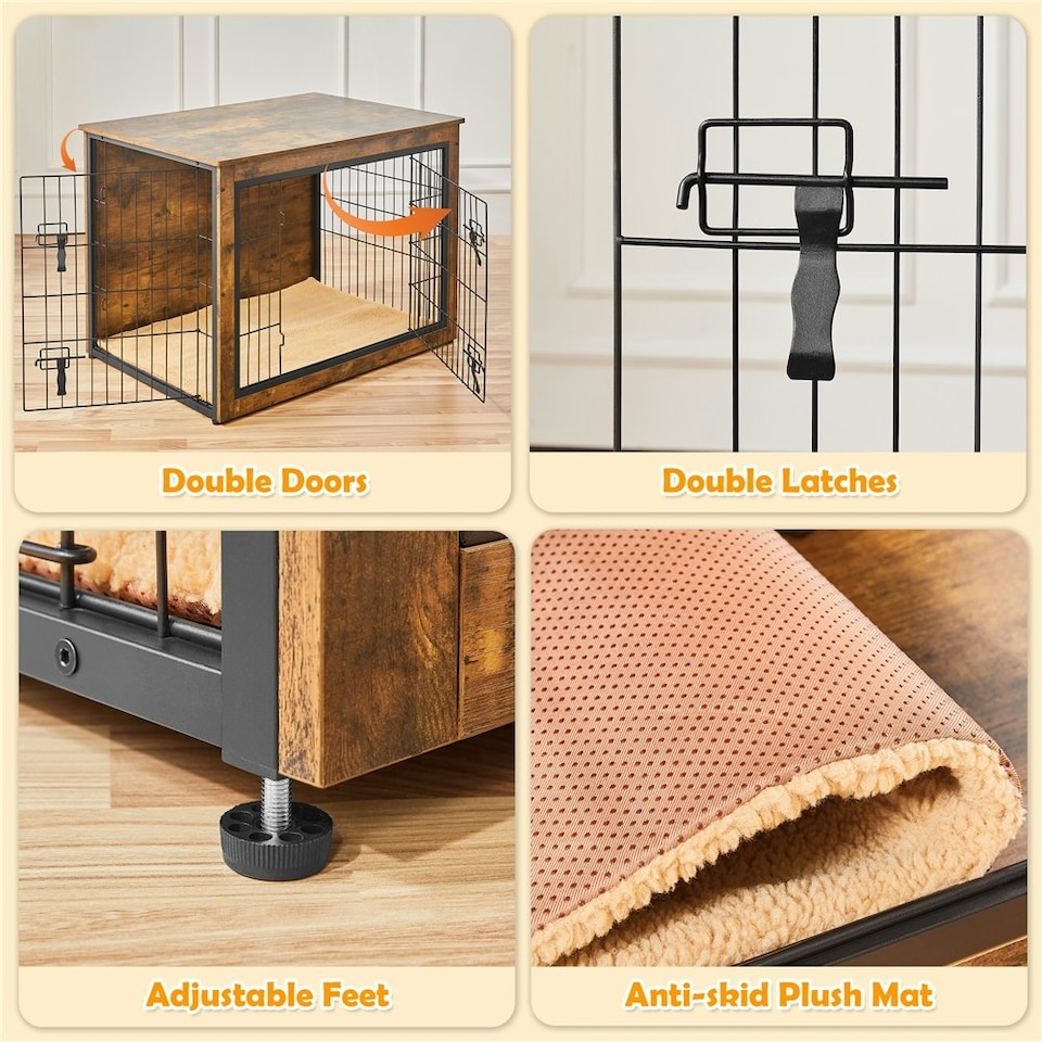 image 1 of Yaheetech 102 cm Dog Crate Furniture Brown | Rustic Brown