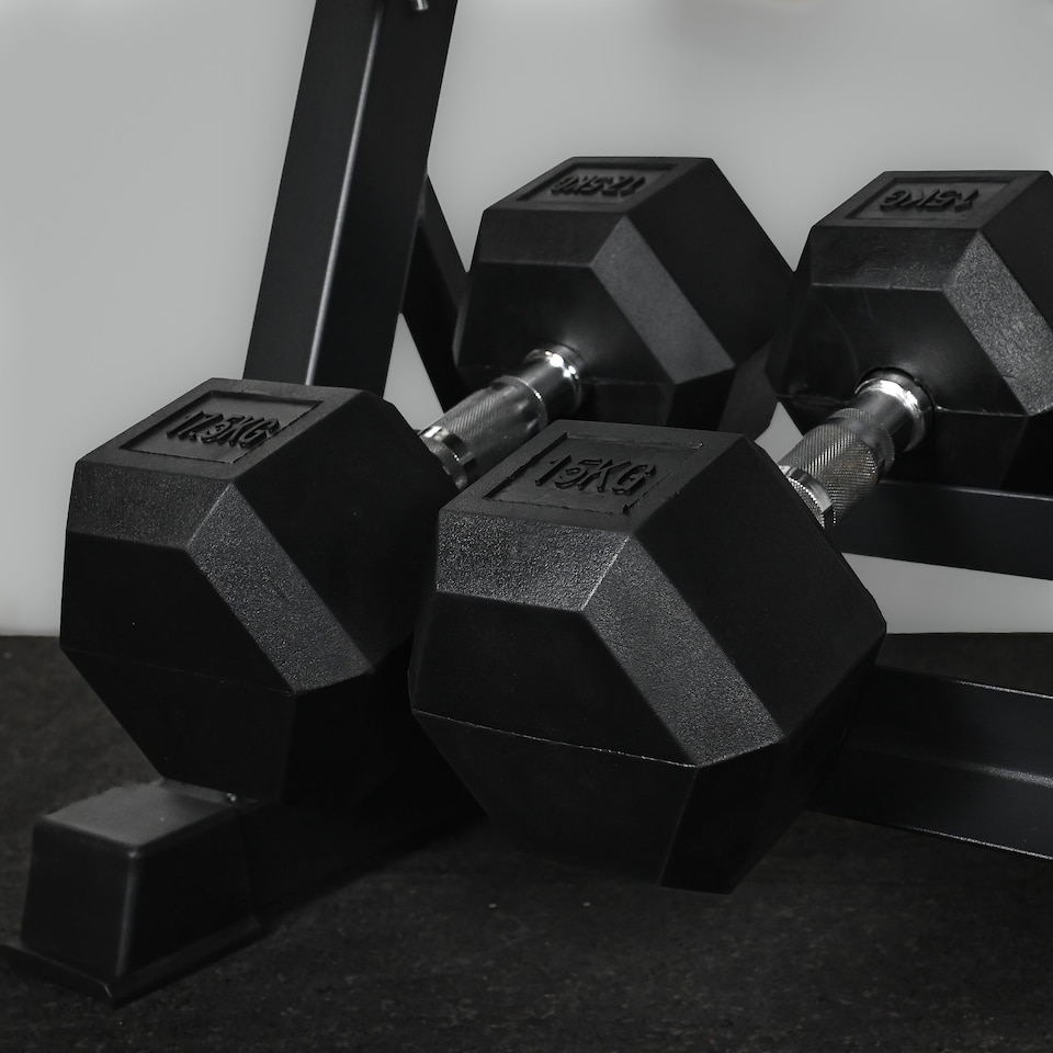 image 1 of GYM SETS 3Tier Dumbbell Storage Rack- (1 Rack | 25-35kg | 25 / 27.5 / 30 / 32.5 / 35kg / Commercial Bench | +£120)