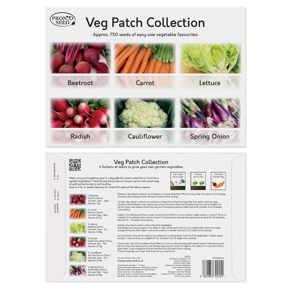 image 1 of Pronto Seed Vegetable Seeds Bumper Pack - 21 Popular Varieties, Over 1,700 Seeds for Growing Your Own Veg