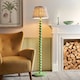 image 2 of Higgledy Gloss Cotswold Green Paint Floor Lamp with Pearl Grey Fabric Ikat Shade 35cm E27