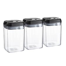 Argon Tableware Flip Lock Plastic Food Storage Containers - 800ml - Black - Pack of 3