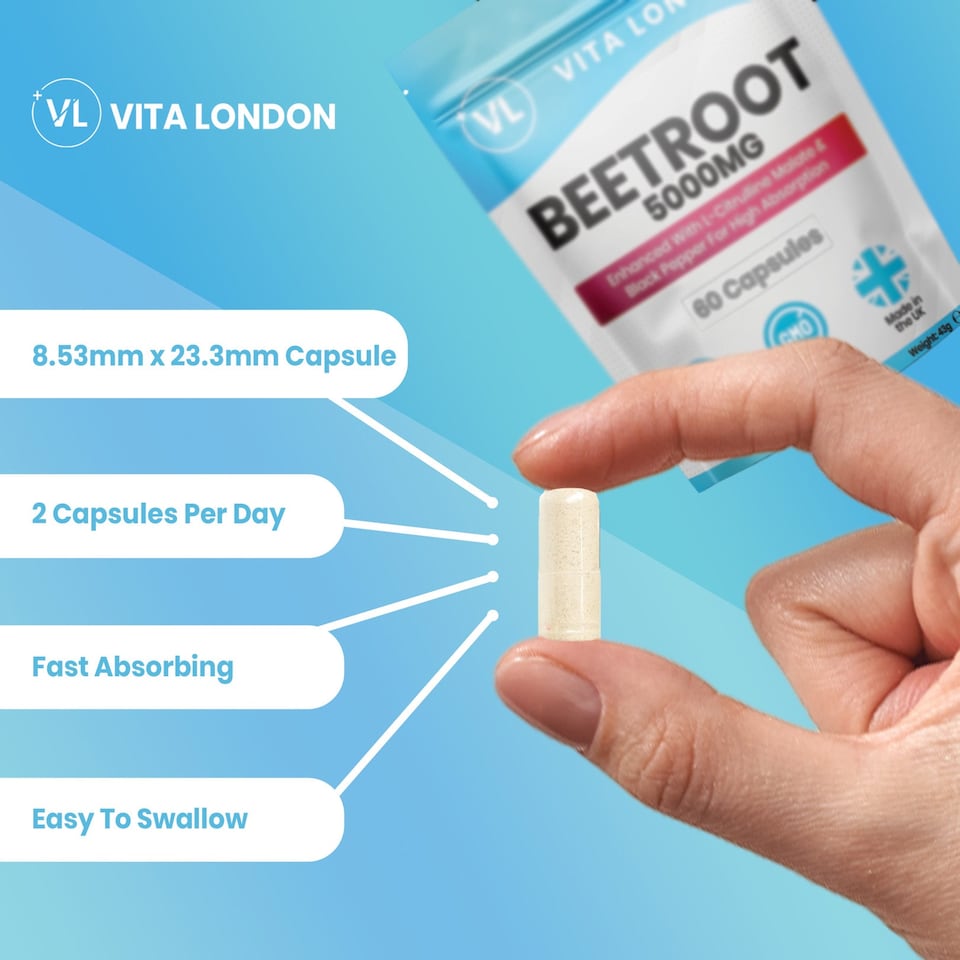 image 1 of Beetroot Capsules - 5000mg +  L-Citrulline Malate & Black Pepper - 60 Capsules