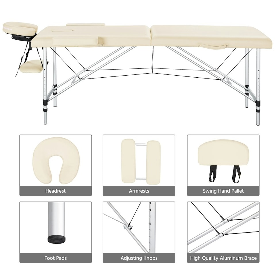 image 1 of Yaheetech Portable Folding Massage Bed with Headrest