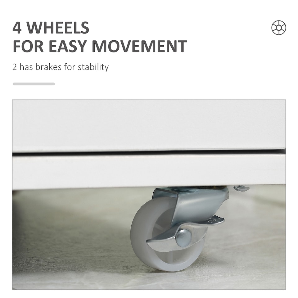 image 1 of Vinsetto Vertical Filing Cabinet, 7-drawer File Cabinet, Mobile Office Cabinet on Wheels for Study, Home Office, White