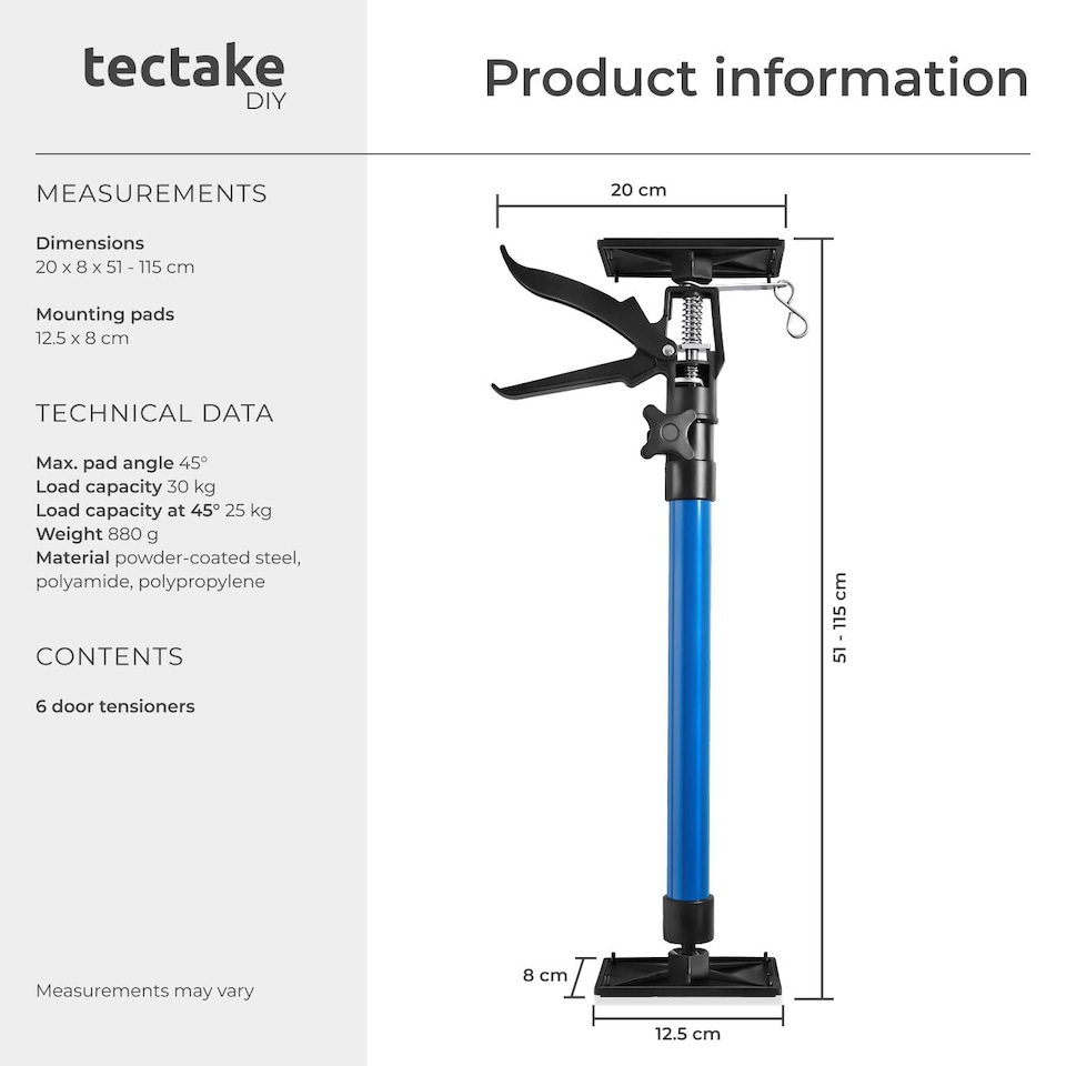 image 1 of Door Frame Struts Set of 6 - adjustable height from 51 - 115 cm | Blue | blue | 20 x 8 x 51 cm | 6