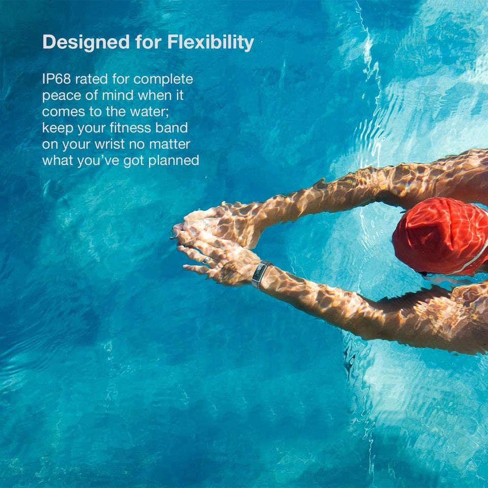 image 1 of Aquarius IP68 Waterproof Bluetooth Fitness Tracker Heart Rate Step Counter Blue