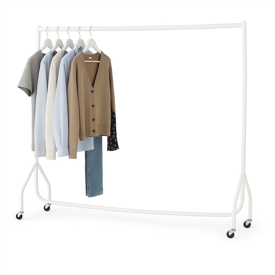 image 1 of 6ft White Heavy Duty Clothes Rail Metal Garment Rack for Hanging Clothing