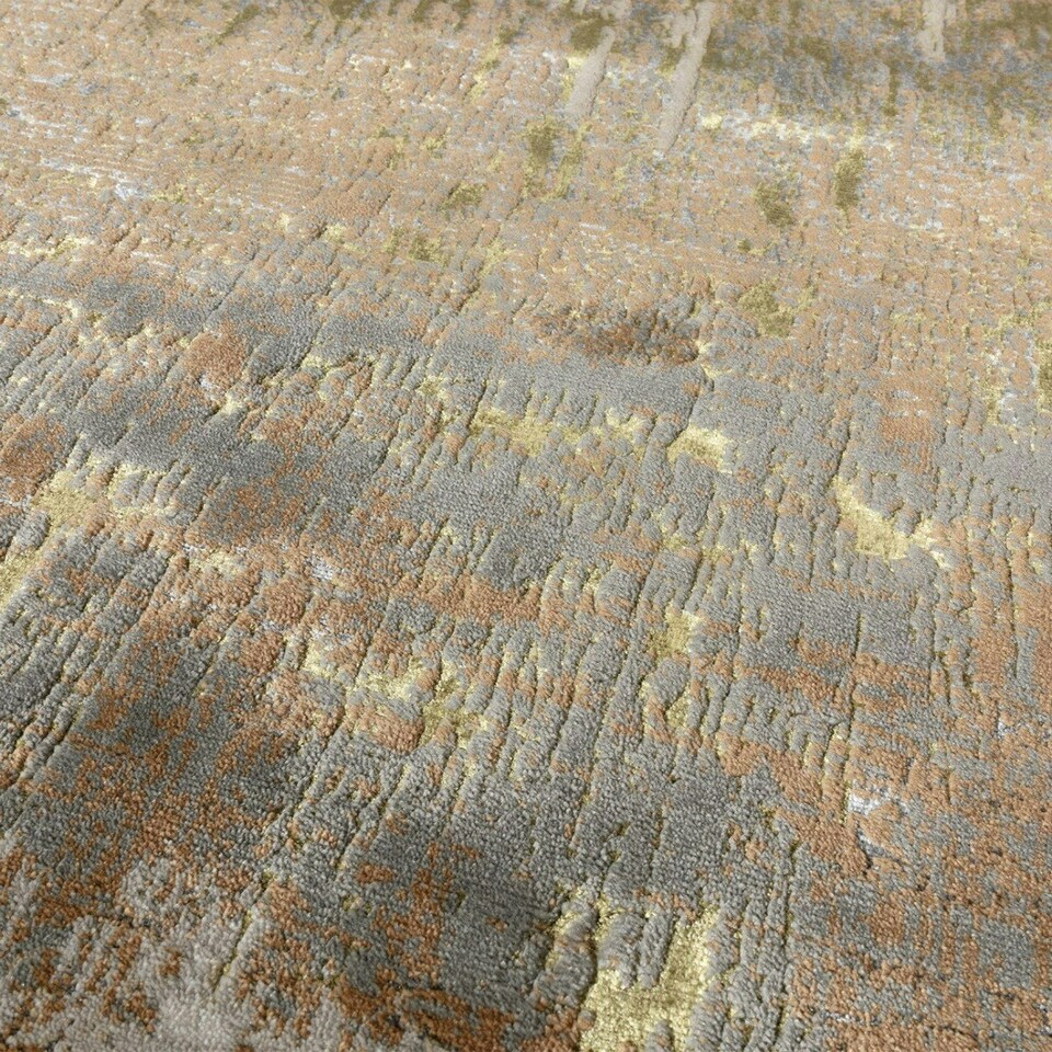 image 1 of Modern Rug, Abstract Optical/(3D) Rug, Anti-Shed Bedroom, & LivingRoom Rug, 7mm Pile DiningRoom Rug-80cm X 150cm Gold | 80cm X 150cm