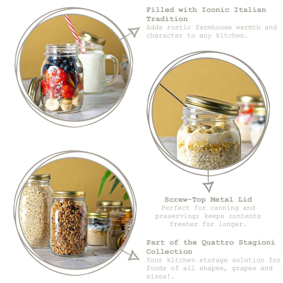 image 1 of Bormioli Rocco Quattro Stagioni Glass Preserving Jars - 500ml - Clear - Pack of 4