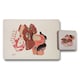 image 1 of Set Of 12 Placemats And Coasters With Designer Artwork And Wood Bottom 11x8