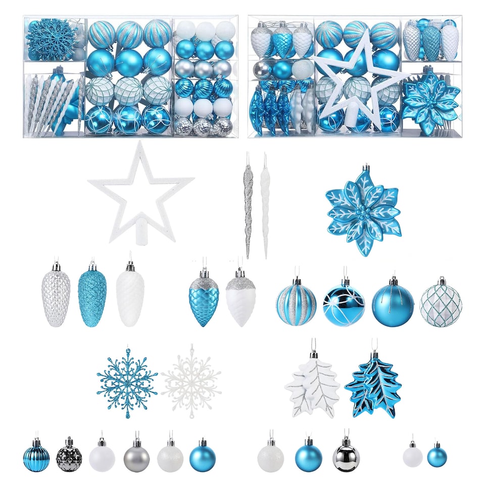 image 1 of Neo Large 110PCS Christmas Tree Bauble Ornaments Set | Blue
