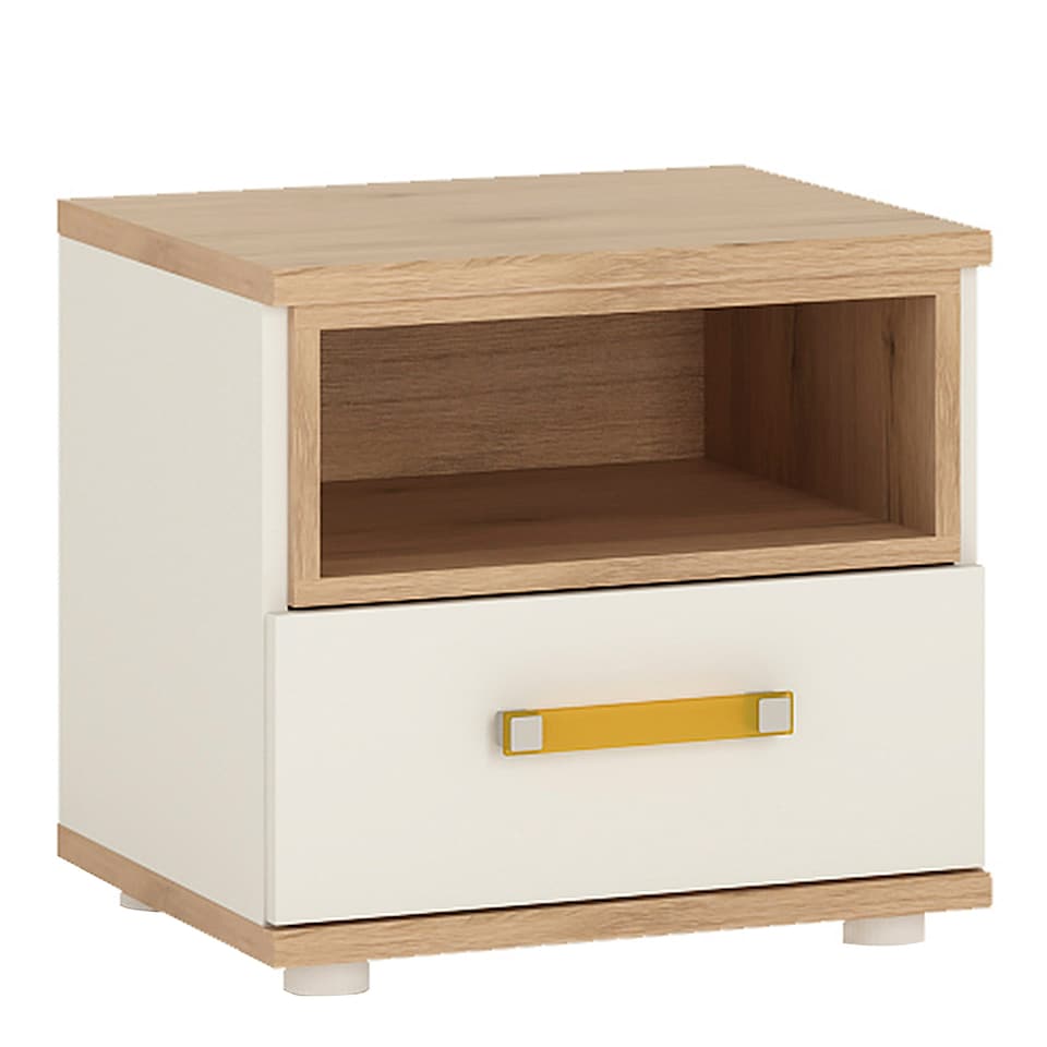image 1 of 4KIDS 1 Drawer Bedside Cabinet with Orange Handles