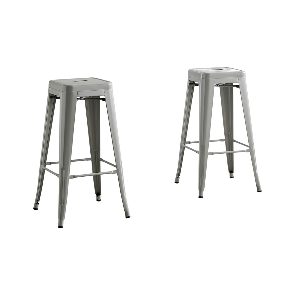 image 1 of Furniturebox 2x Colton 'Tolix' Style Grey Metal Bar Stools