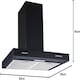 image 2 of Cookology 60cm Black Chimney Cooker Hood - Energy Rating A