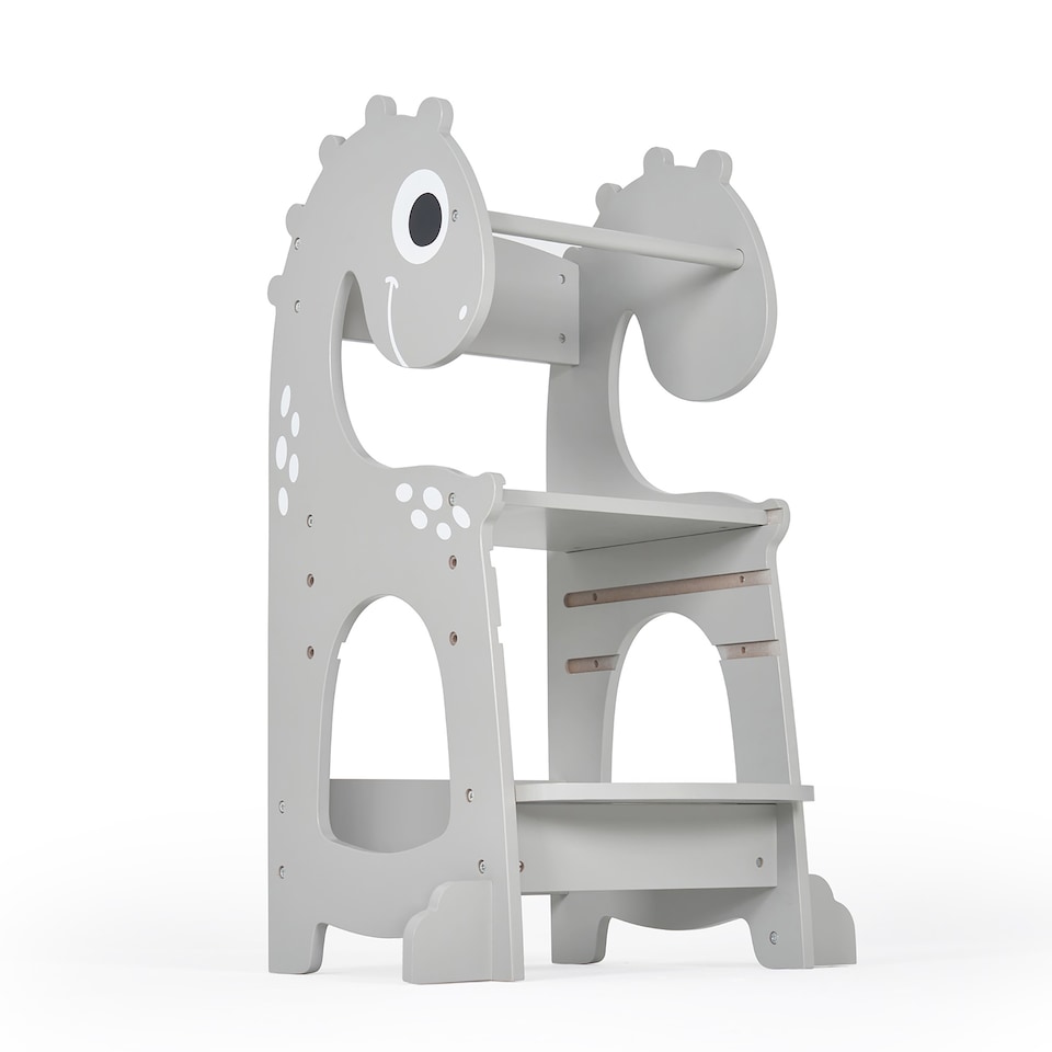 image 1 of Kidoz Toddler Learning Tower - Kitchen Helper with Safety Rail - Dinosaur Grey