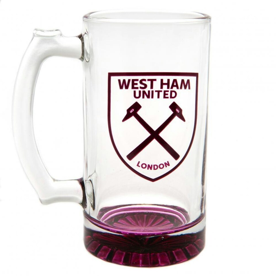 image 1 of West Ham United FC Crest Glass Tankard - Burgundy - One Size