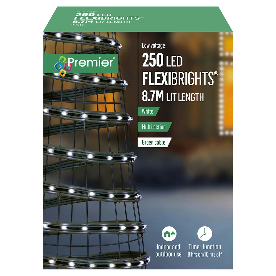Premier Christmas Lights FlexiBrights 250 LED White 8.7m